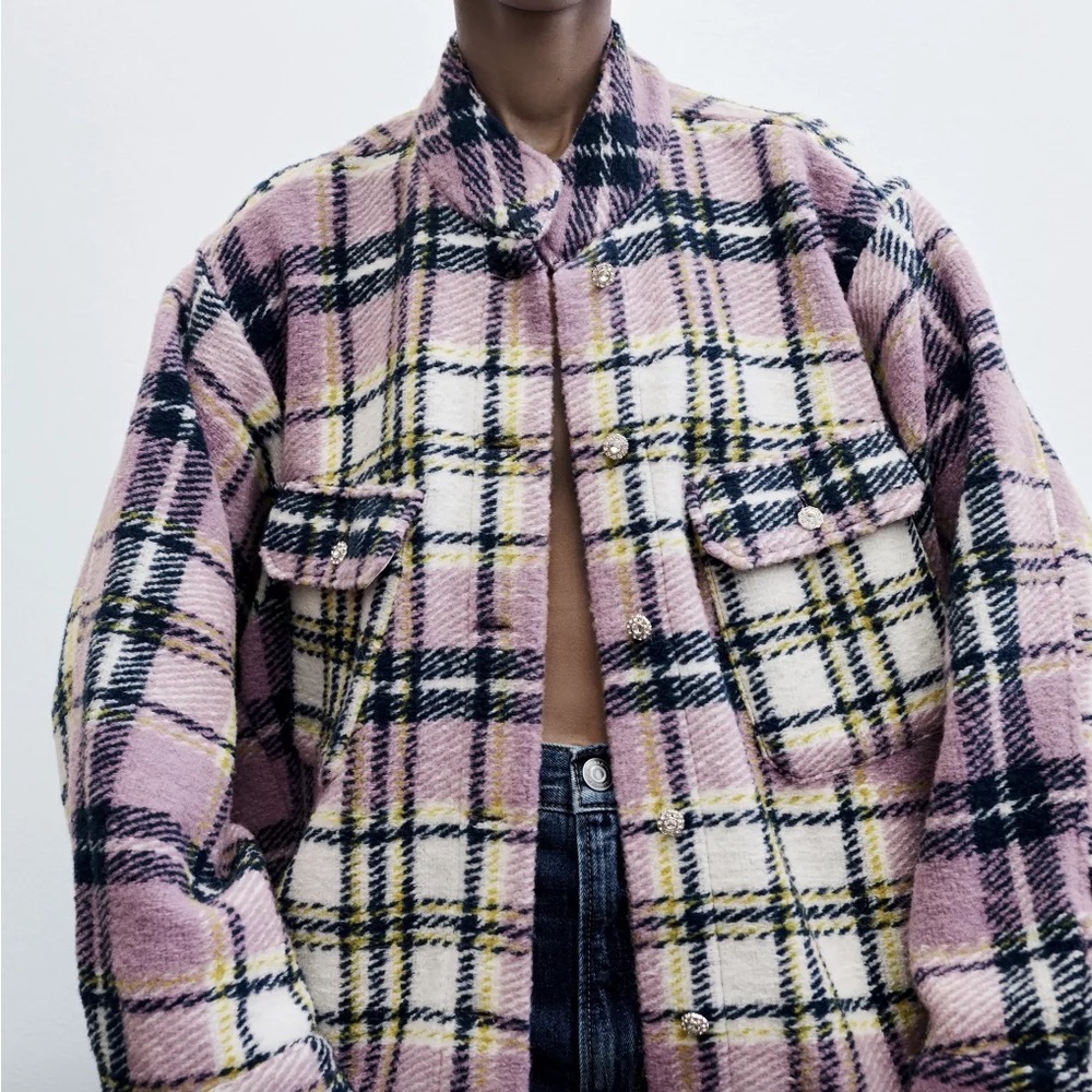 Zara Wool Blend Plaid Shirt Shacket